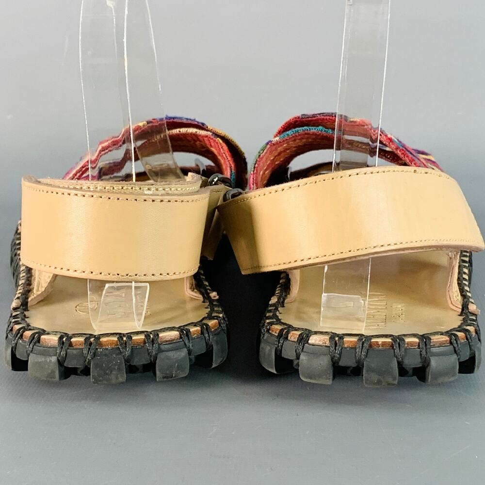 VALENTINO Size 10.5 Tan Multi Color Embroidery Leather Straps Sandals - Picture 3 of 10